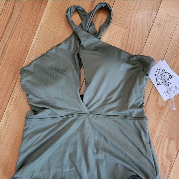 Becca by Rebecca Virtue Fine Line Tessa Crossover High Neck One-Piece Size Small - Picture 7 of 16
